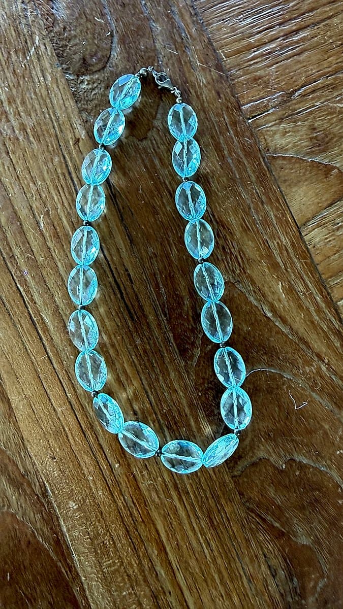 A faceted aqua crystal bead necklace