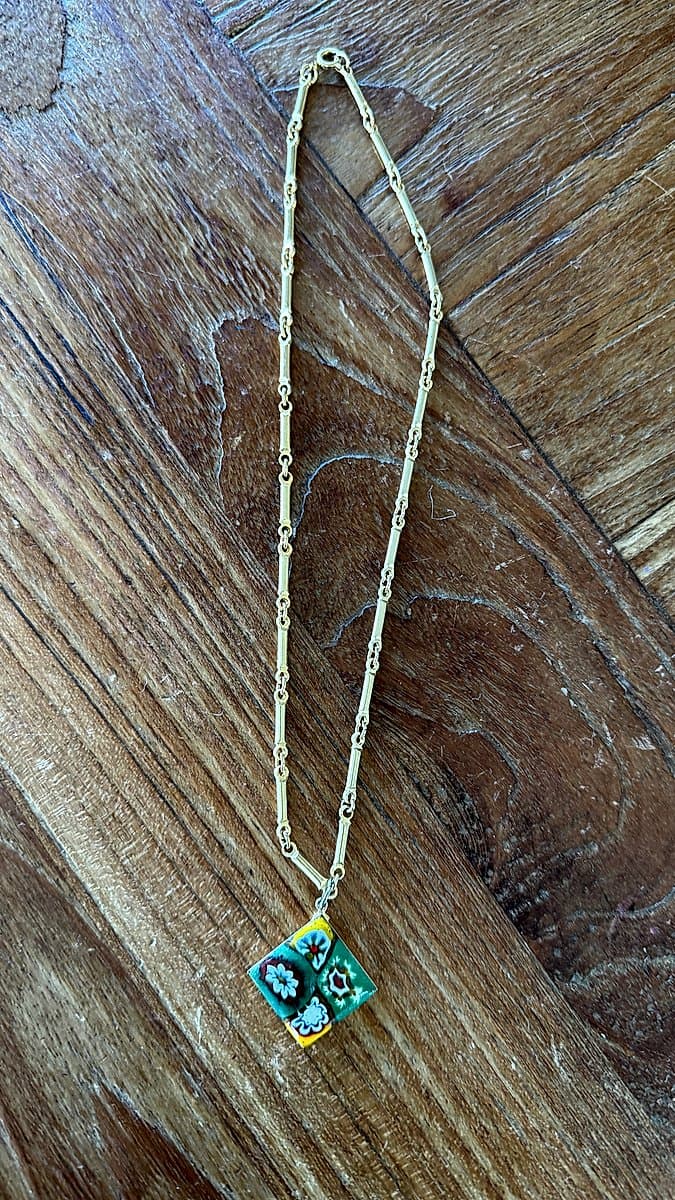 A vintage millefiori glass pendant necklace