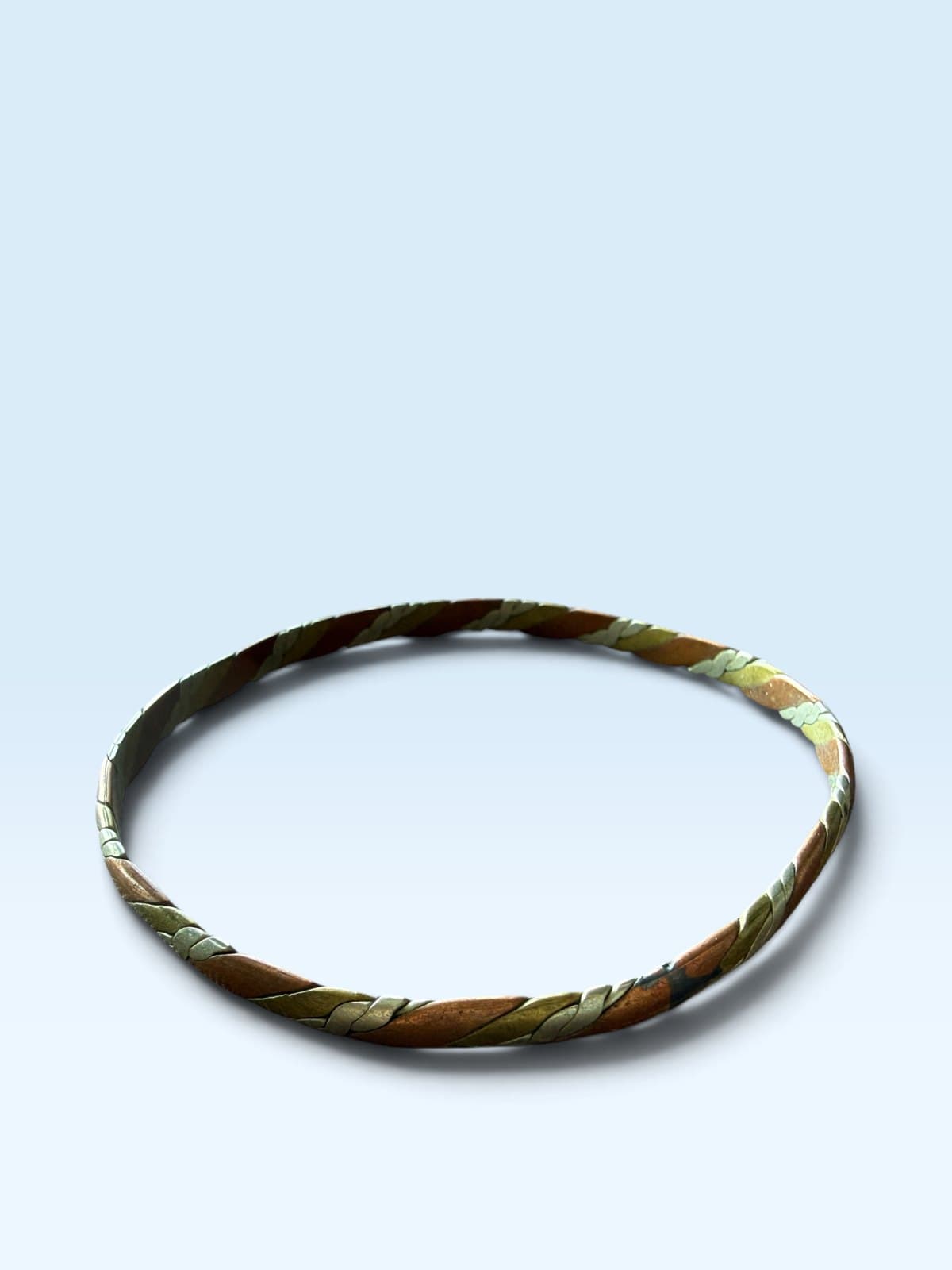 Twisted Flat Wire Bangle Bracelet - Mixed Metal