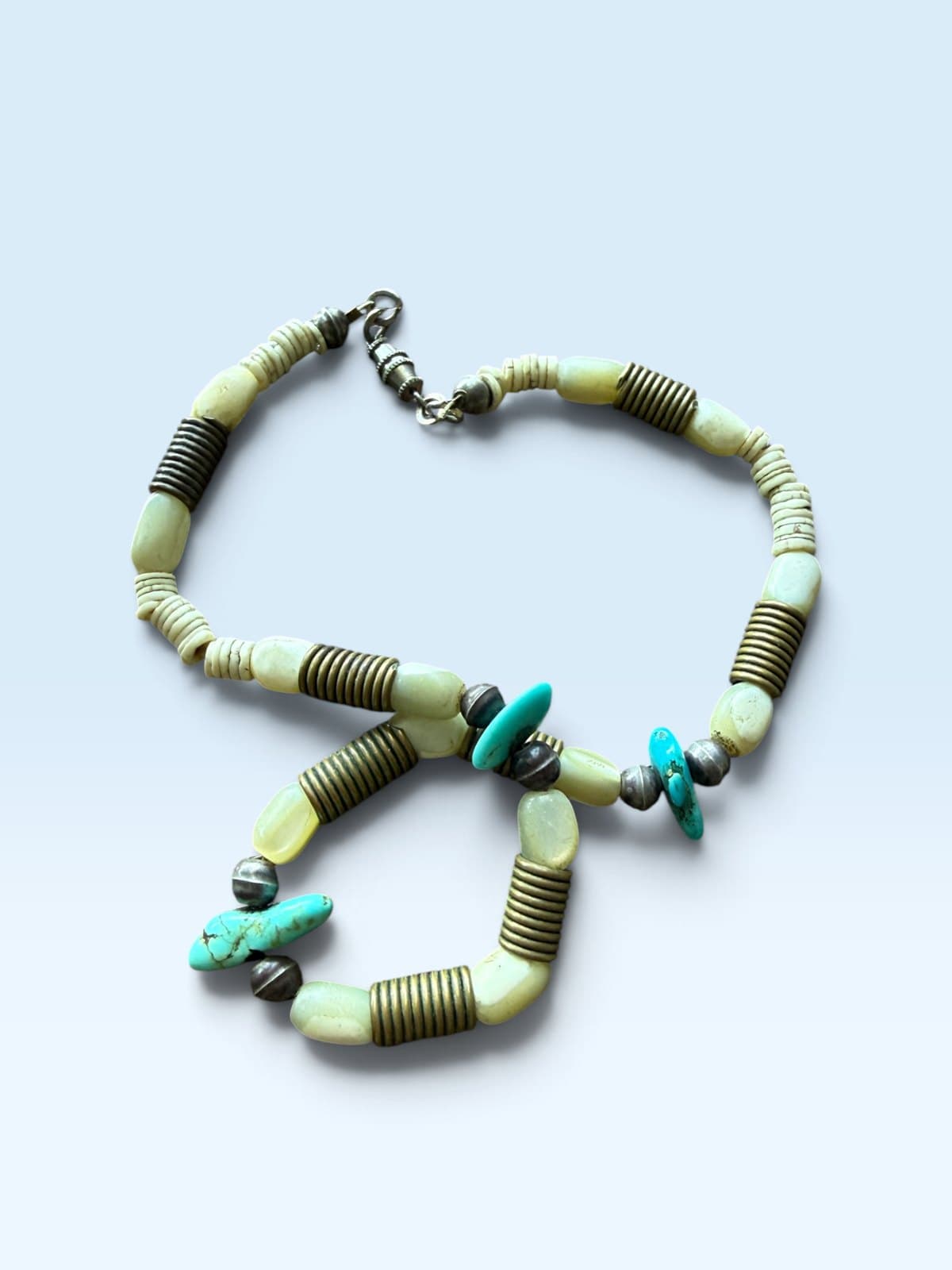 Southwestern Beaded Necklace - Turquoise Color & Green