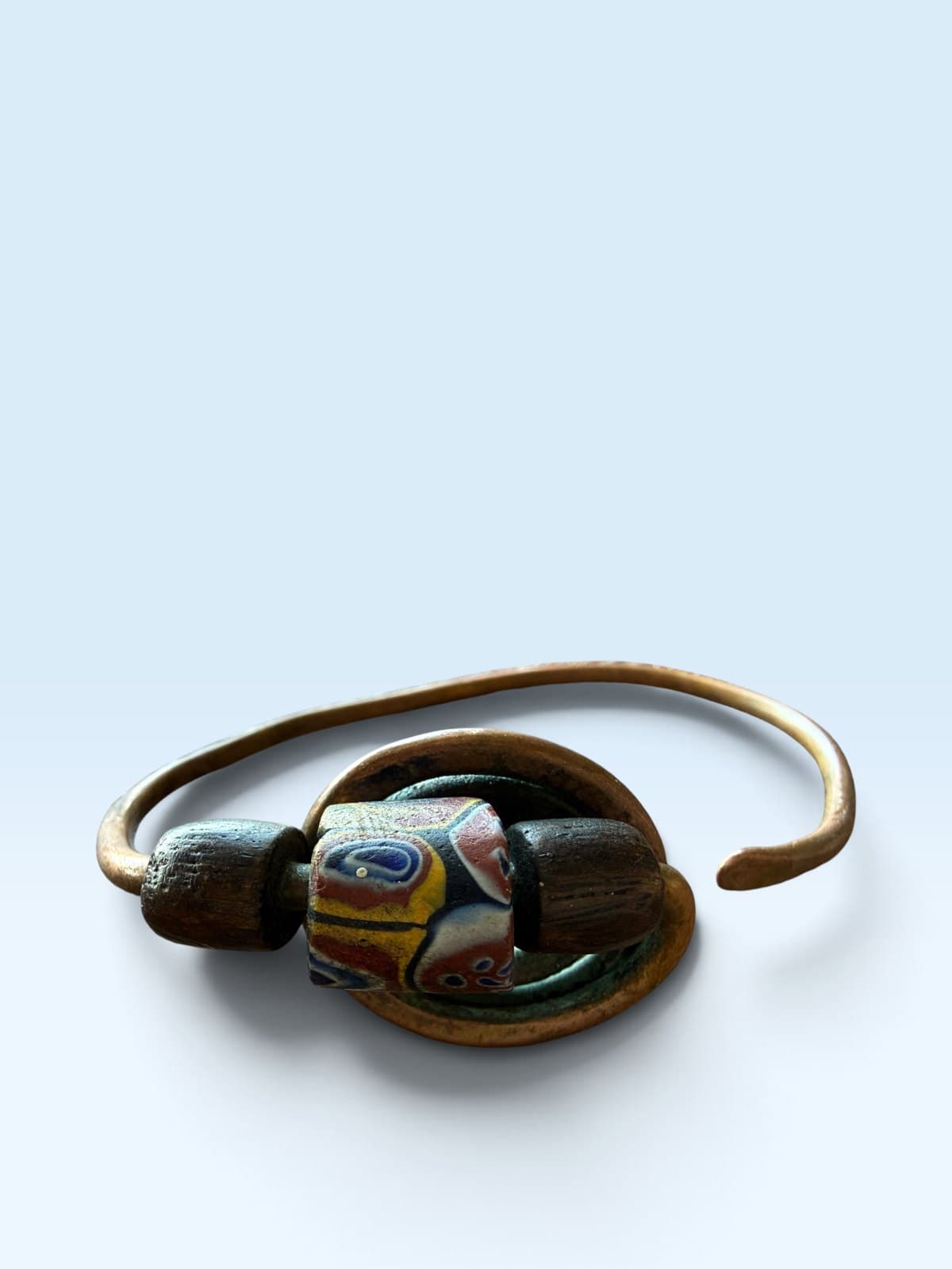 Vintage Copper Cuff with Millefiori Polymer Clay Bead