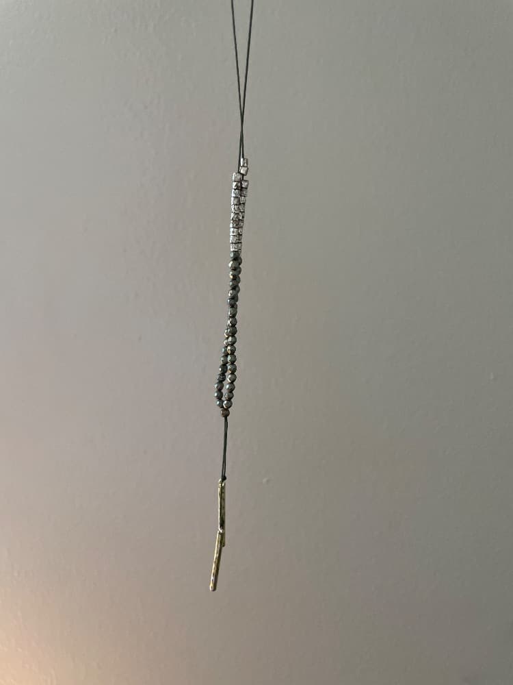 Beaded Lariat Necklace with Gold Bar Accent
