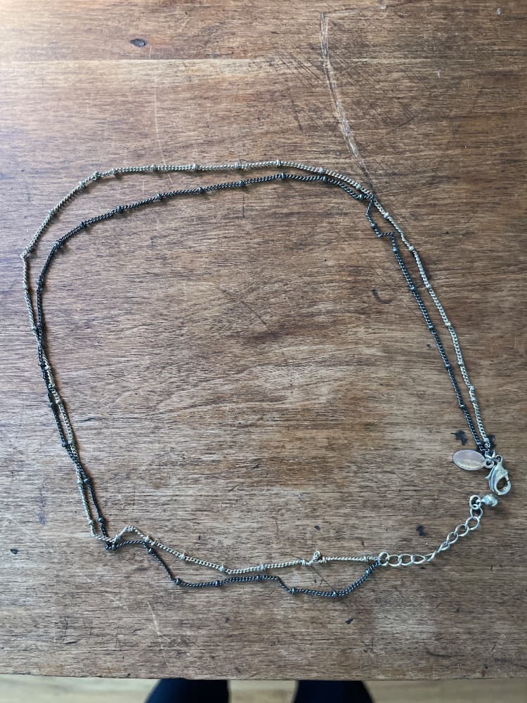 Two-Tone Layered Chain Necklace with Accent Beads