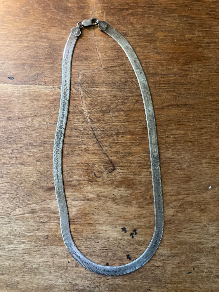 Sterling Silver Herringbone Chain Necklace - Italy