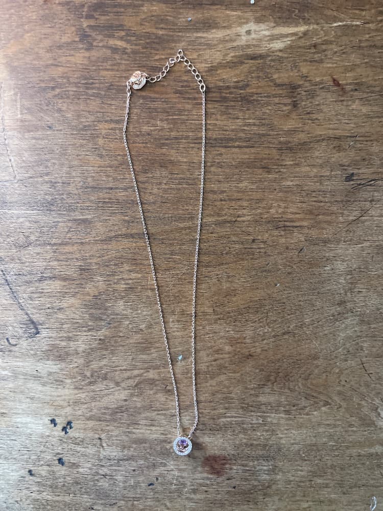Rose Gold Tone Dancing CZ Pendant Necklace