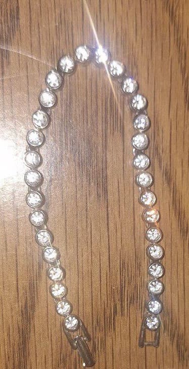 Silver-Tone Tennis Bracelet with Clear Rhinestones