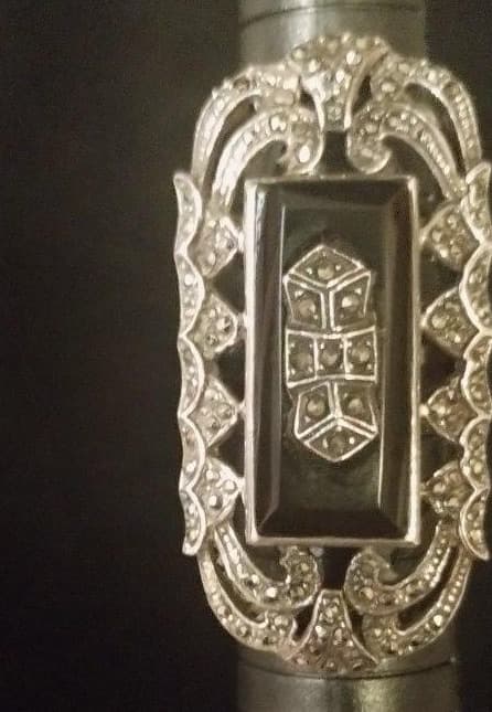 Art Deco Marcasite & Black Onyx Ring