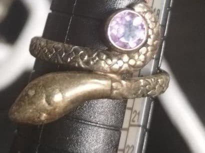 Coiled Snake Ring with Lavender Stone