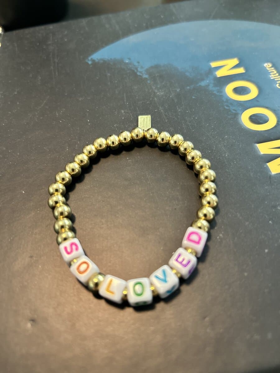 SO LOVED Gold Bead Letter Bracelet