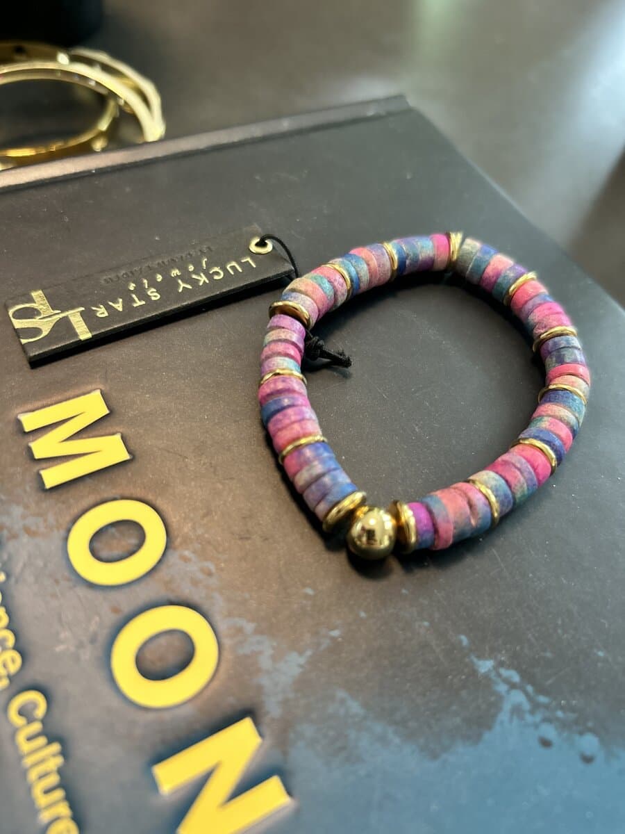Berry Heishi Bead Stretch Bracelet