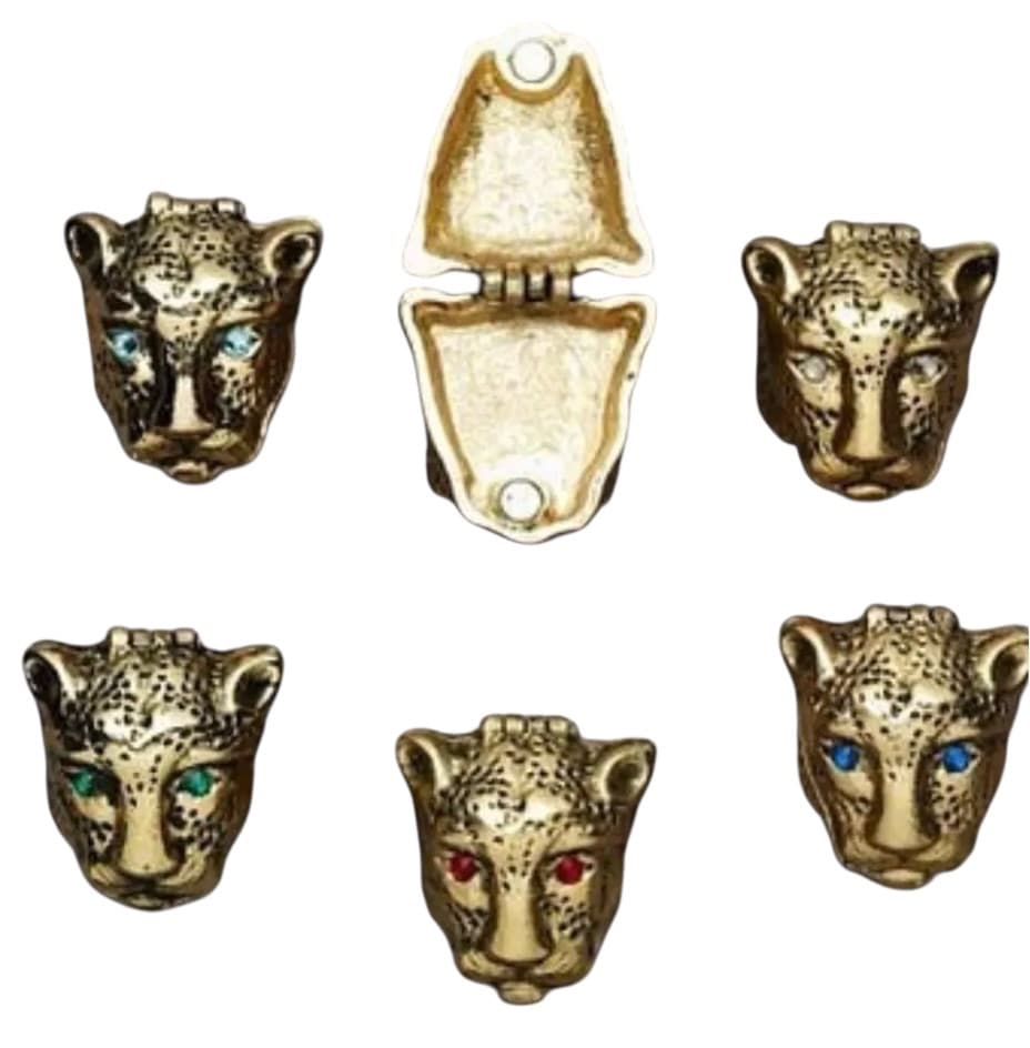 Panther Head Ring with Hinged Jaw - Gold Tone