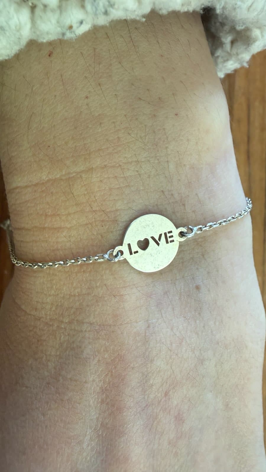 Sterling Silver "LOVE" Charm Bracelet with Cubic Zirconia