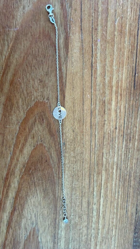Sterling Silver "LOVE" Charm Bracelet with Cubic Zirconia