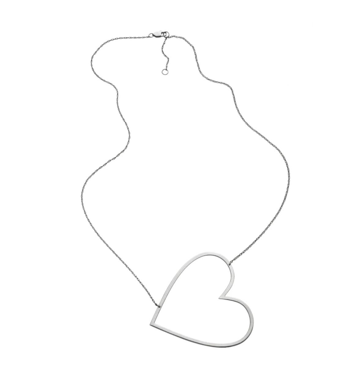 Jennifer Zeuner Marissa 2” Heart Pendant Necklace, Sterling Silver, 18 Inch Chain