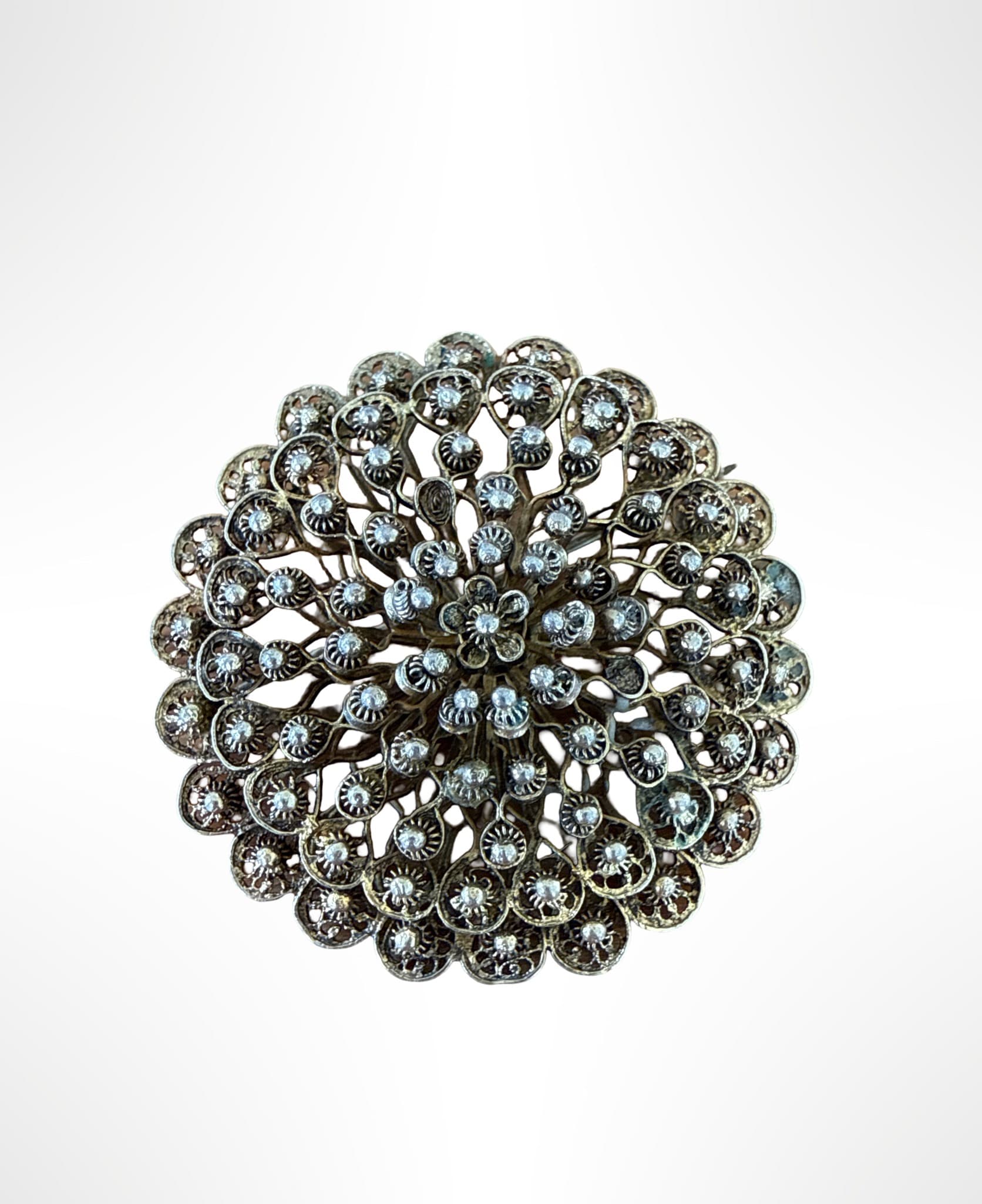 Vintage Filigree Brooch, Round