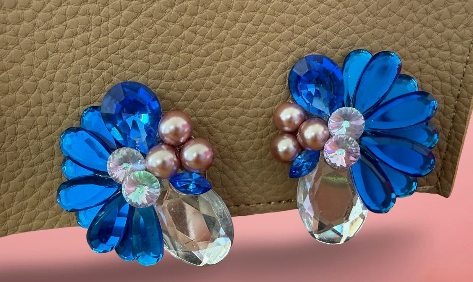 Statement Blue Rhinestone Cluster Clip-On Earrings