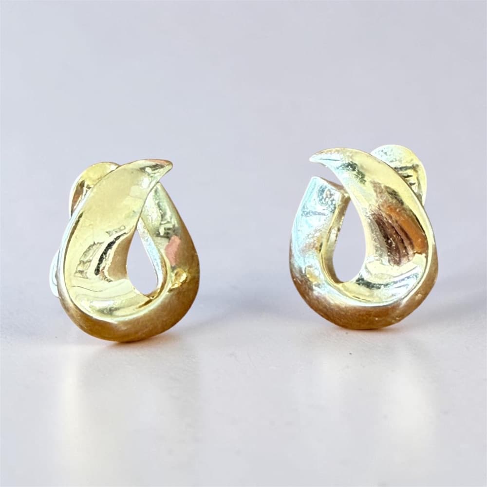 Monet Gold Tone Clip-On Earrings - Abstract Twist