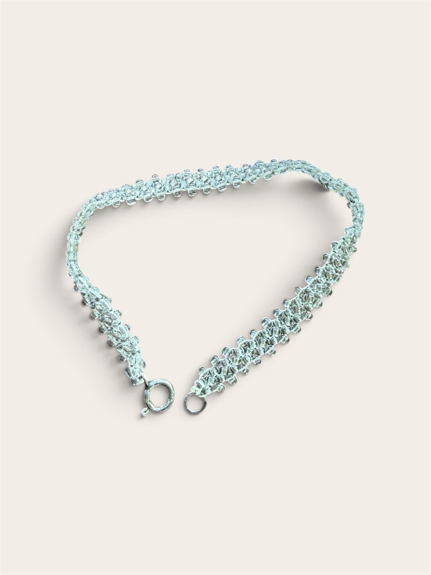 Delicate Crystal Beaded Bracelet, Silver Tone