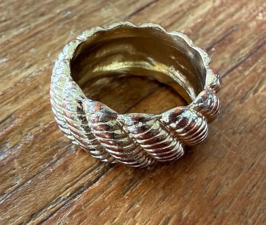Wide Gold Tone Textured Band Ring
