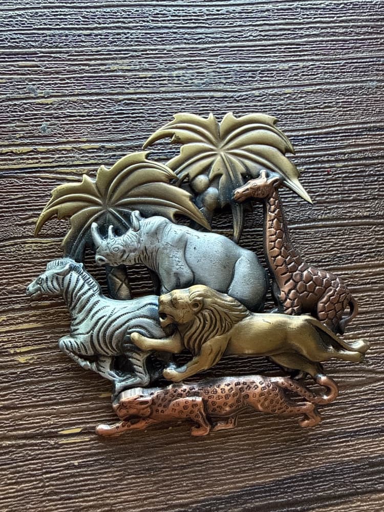 Safari Animal Multi-Tone Brooch - Rhino, Lion, Zebra