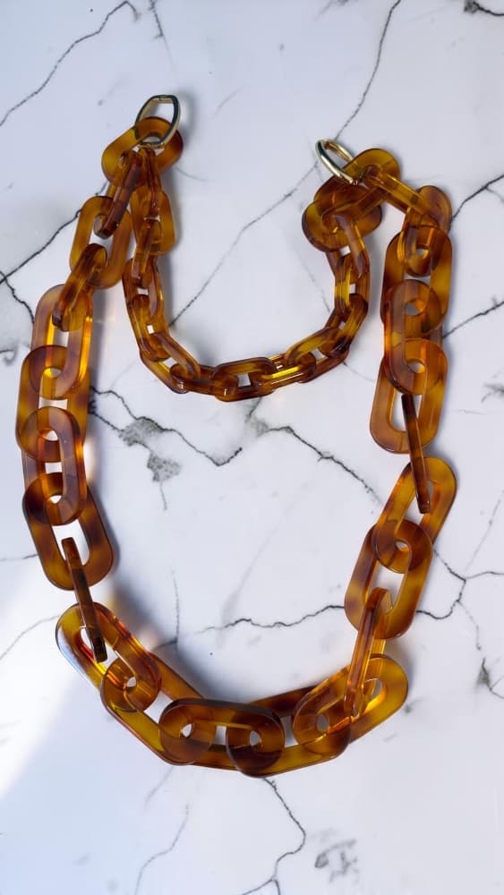 Chunky Tortoiseshell Resin Chain Necklace