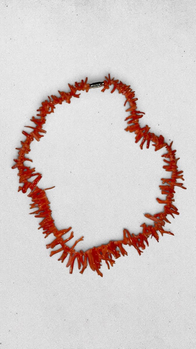 Natural Red Coral Branch Nugget Necklace