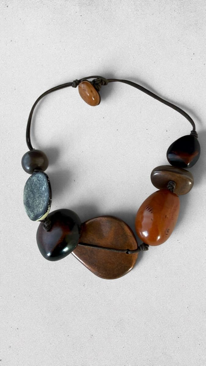Organic Shaped Resin Bead Necklace on Cord