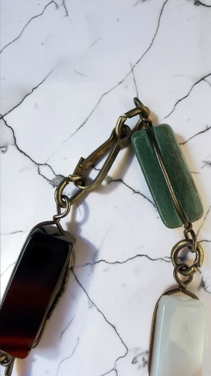 Agate Bar Link Necklace and Bracelet Set