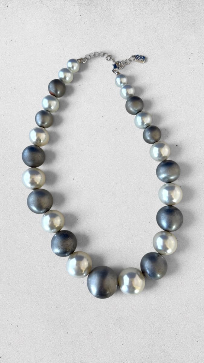 Nadri Graduated Faux Pearl Necklace - Gray & Cream