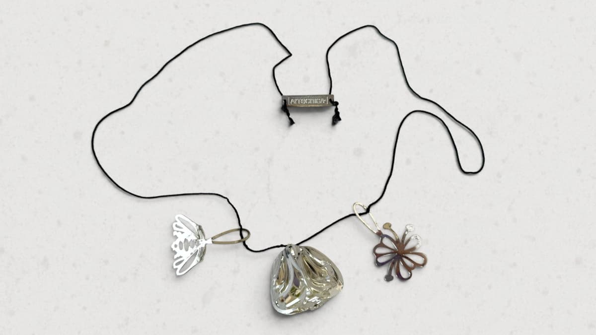 ARTecnica Abstract Charm Necklace, Black Cord