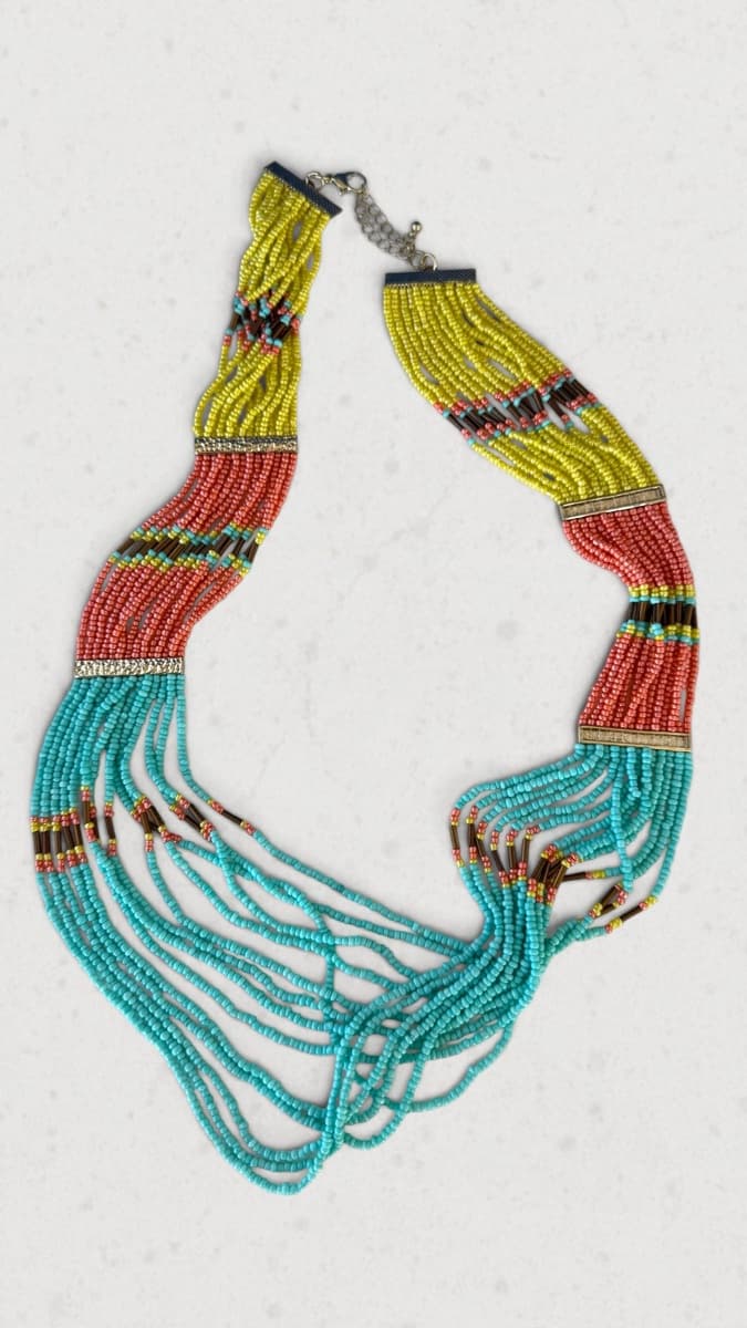 Multicolor Seed Bead Statement Necklace
