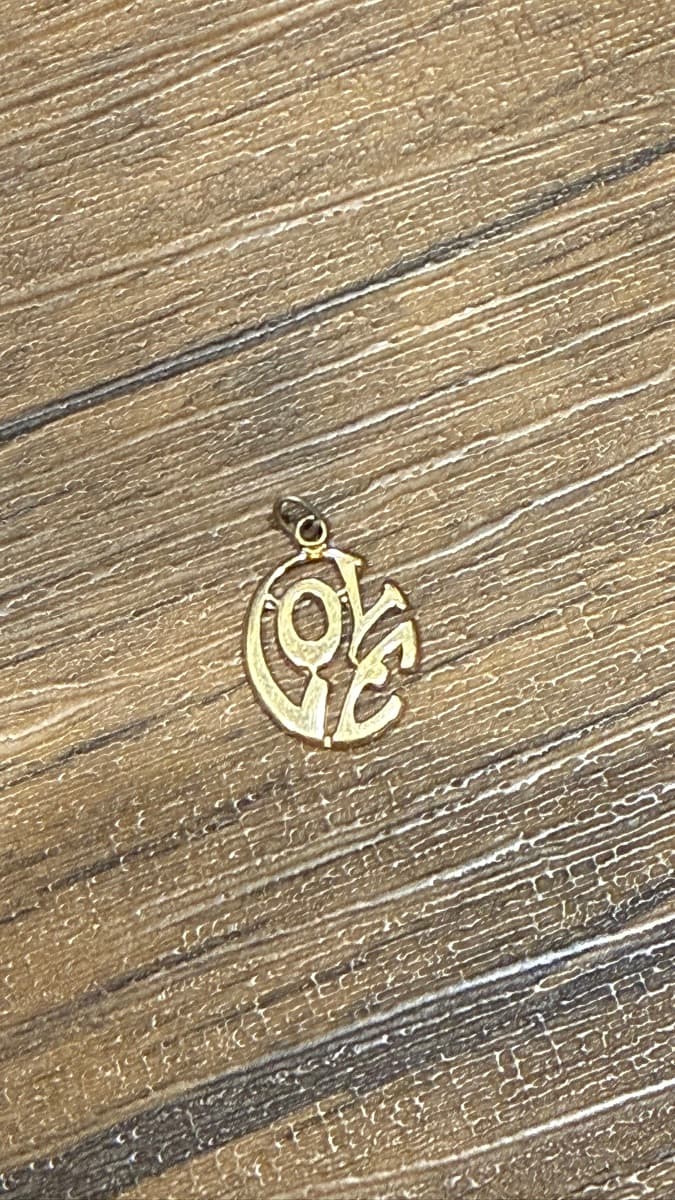 Gold Tone "Love" Charm Pendant, Sterling Silver