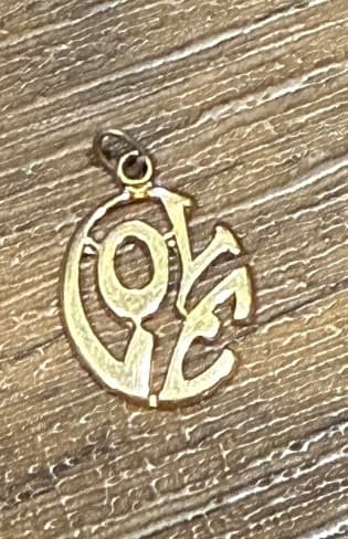 Gold Tone "Love" Charm Pendant, Sterling Silver