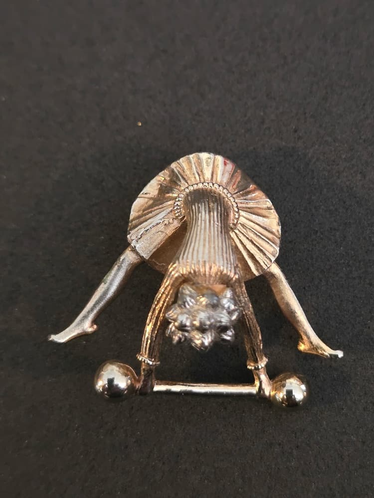 Crown Trifari Dancer Wavy Stick Pin - Gold Tone, Silver Tone