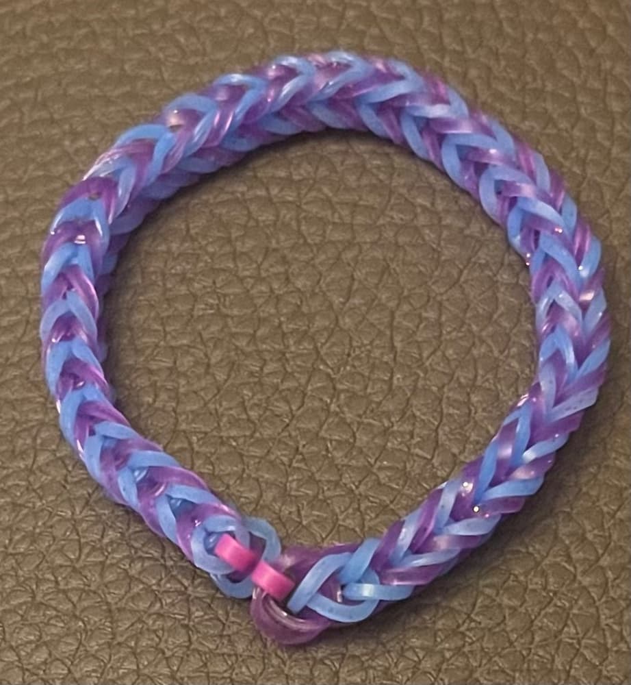 Purple and Blue Rubber Band Bracelet - Fishtail Braid