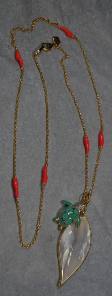 Lauren g adams sea turtle mother of pearl necklace faux coral chain