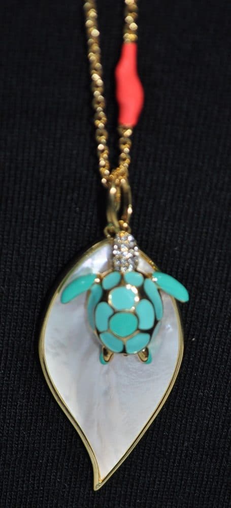 Lauren g adams sea turtle mother of pearl necklace faux coral chain