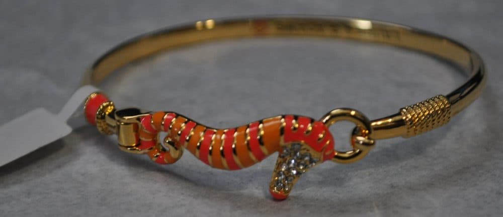 Lauren G Adams Orange & Pink Striped Seahorse Bangle Bracelet