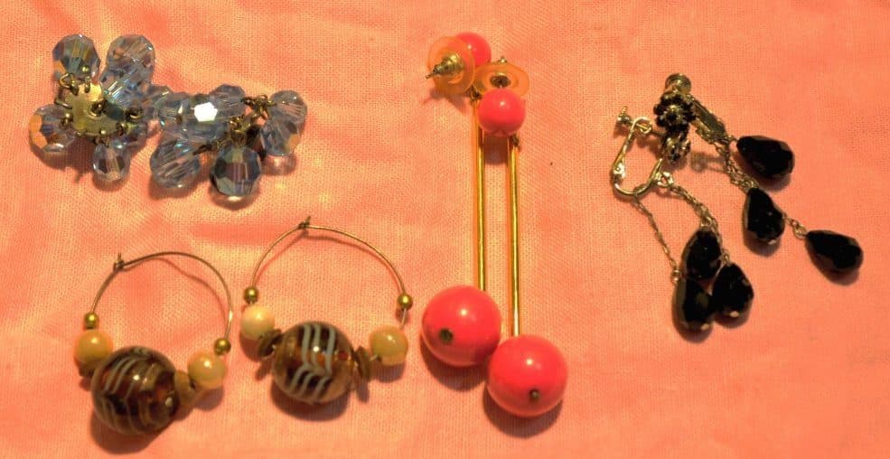 Lot of 4 Pairs Earrings - Crystal, Bead, & Gemstone Styles