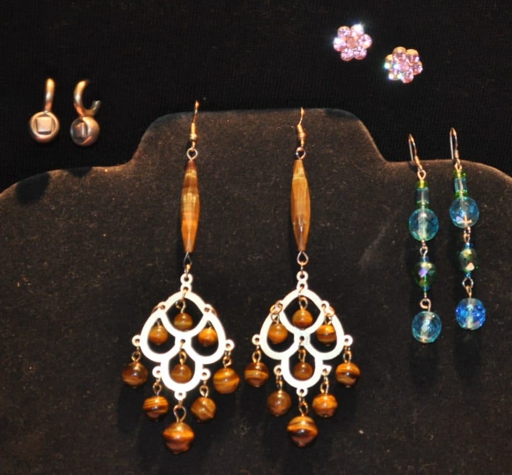 Lot of 4 Pairs Earrings - Tiger's Eye, Beaded, CZ Flowers, Square Studs
