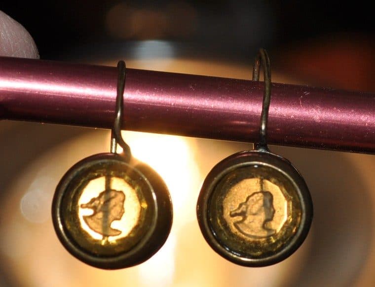 Vintage Cameo Leverback Earrings, Gold Tone INTAGLIO