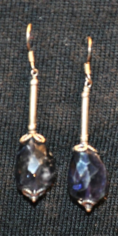 Dangle Drop Earrings with Faceted stones STERLING SILVER WIRE PIERCED