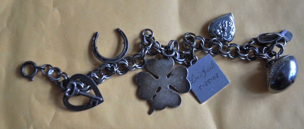 Vintage sterling silver Charm Bracelet - Horseshoe, Clover, Football 1962