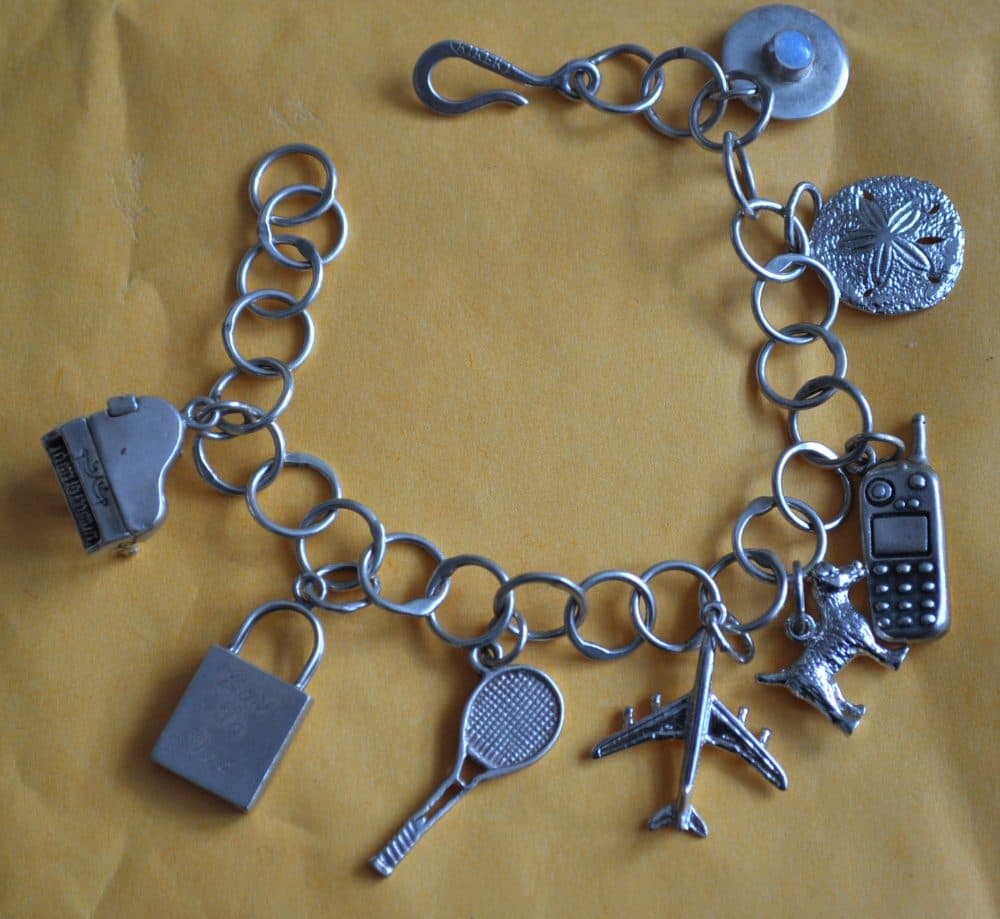 vintage Sterling silver Charm Bracelet with Opalite Accent