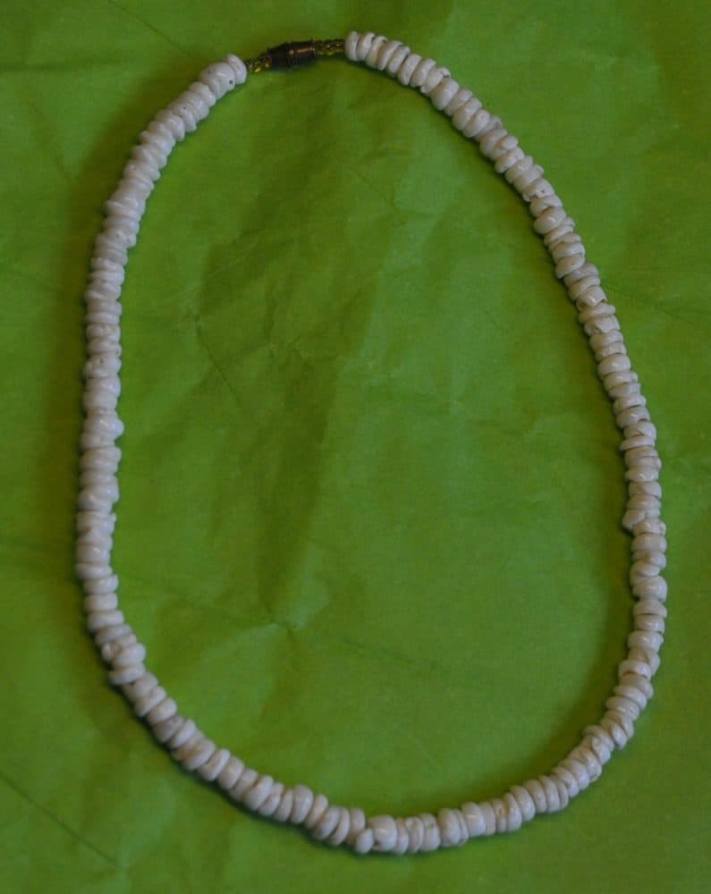 White Shell Heishi PUKA Bead Necklace, 16 in