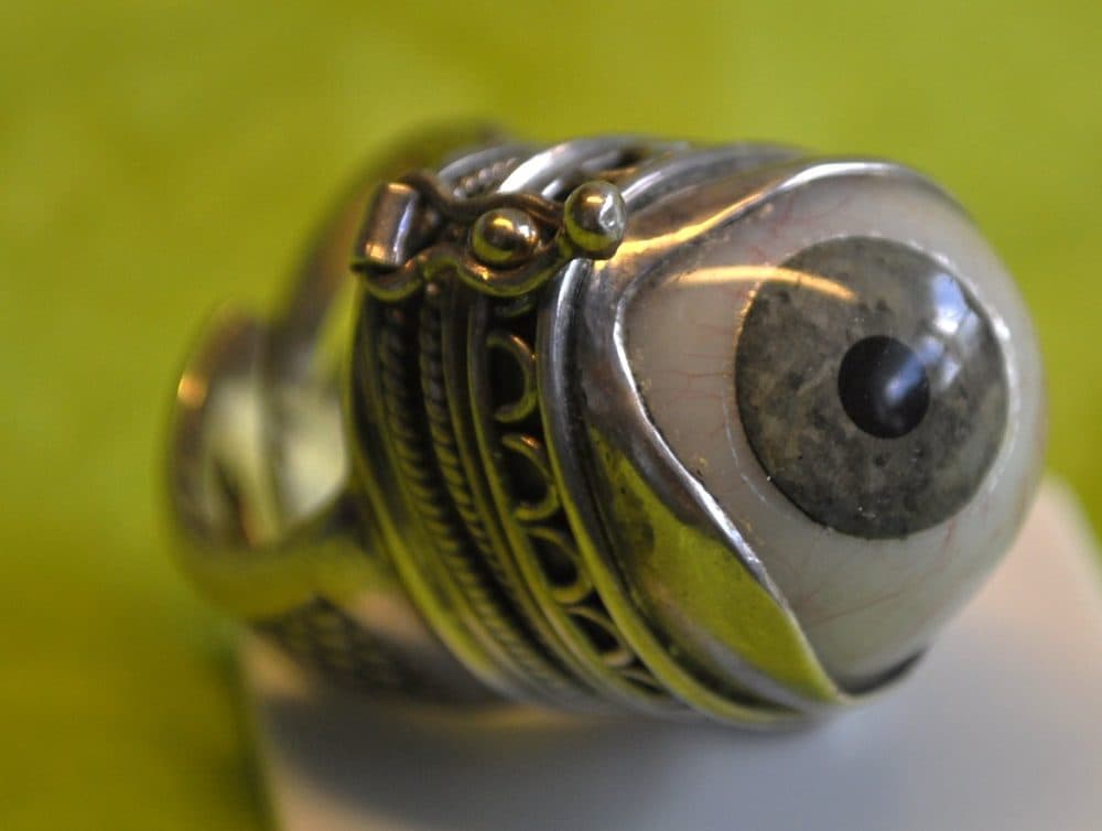 Sterling Silver Eye poison evil Locket Ring, Signed ALXN 925