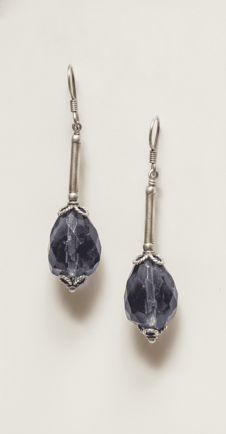 Dangle Drop Earrings with Faceted stones STERLING SILVER WIRE PIERCED