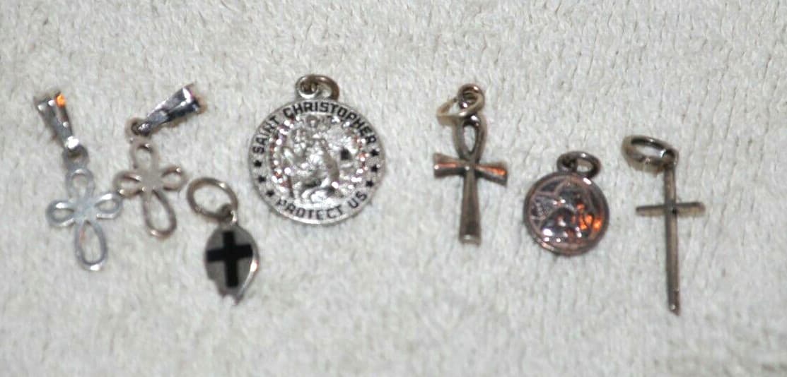 cross crucifix st Christopher charms 925 Solid Sterling Silver Charm Pendant