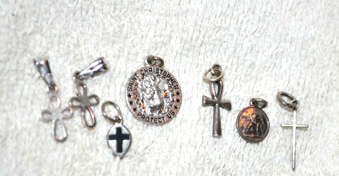 cross crucifix st Christopher charms 925 Solid Sterling Silver Charm Pendant