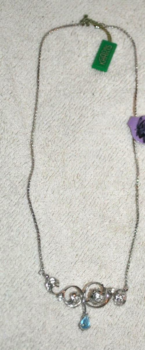 vintage KHARIS SPAIN original TAG STERLING SILVER DROP NECKLACE